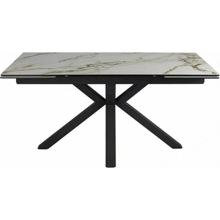 Stół rozkładany z ceramicznym blatem Columbus 160-240x90cm biały amber bianco / czarny Signal