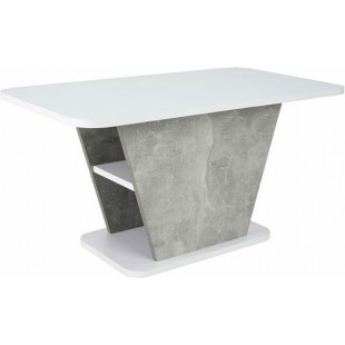Stolik z półką na jednej nodze Calipso 90x50cm biały mat / szary efekt betonu Signal