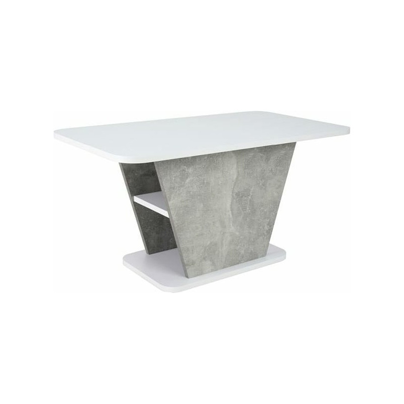 Stolik z półką na jednej nodze Calipso 90x50cm biały mat / szary efekt betonu Signal Stolik z półką na jednej nodze Calipso 90x50cm biały mat / szary efekt betonu Signal