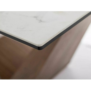 Stół rozkładany z ceramicznym blatem Bonucci 200-250x98cm biały statuario venato / orzech Signal