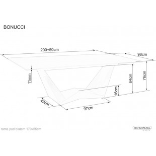 Stół rozkładany z ceramicznym blatem Bonucci 200-250x98cm biały statuario venato / orzech Signal