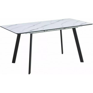 Stół rozkładany Bari 120-160x80cm biały efekt marmuru / czarny mat Signal