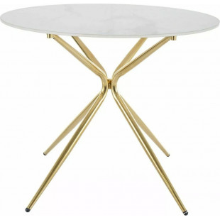 Stół ceramiczny glamour na złotych nogach Azalia 90cm biały Signal