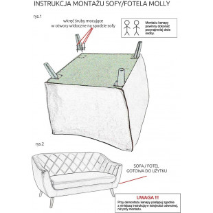 Sofa tapicerowana dwuosobowa Molly Brego 160cm beż / wenge Signal