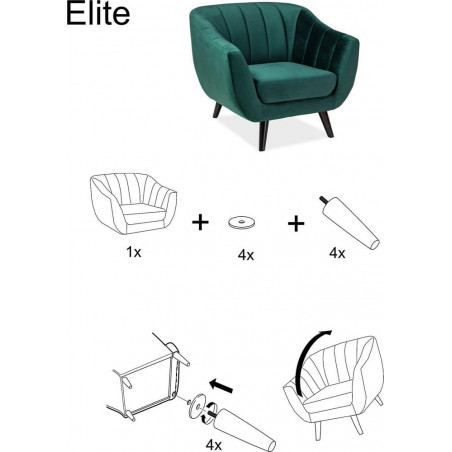 Fotel tapicerowany Elite oliwkowy / wenge Signal