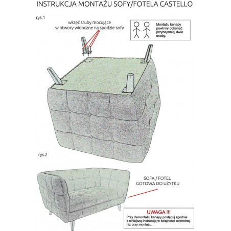 Fotel tapicerowany pikowany Castello szary / wenge Signal