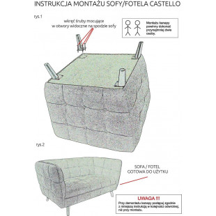 Sofa 3 osobowa tapicerowana Castello 200cm oliwkowy / wenge Signal