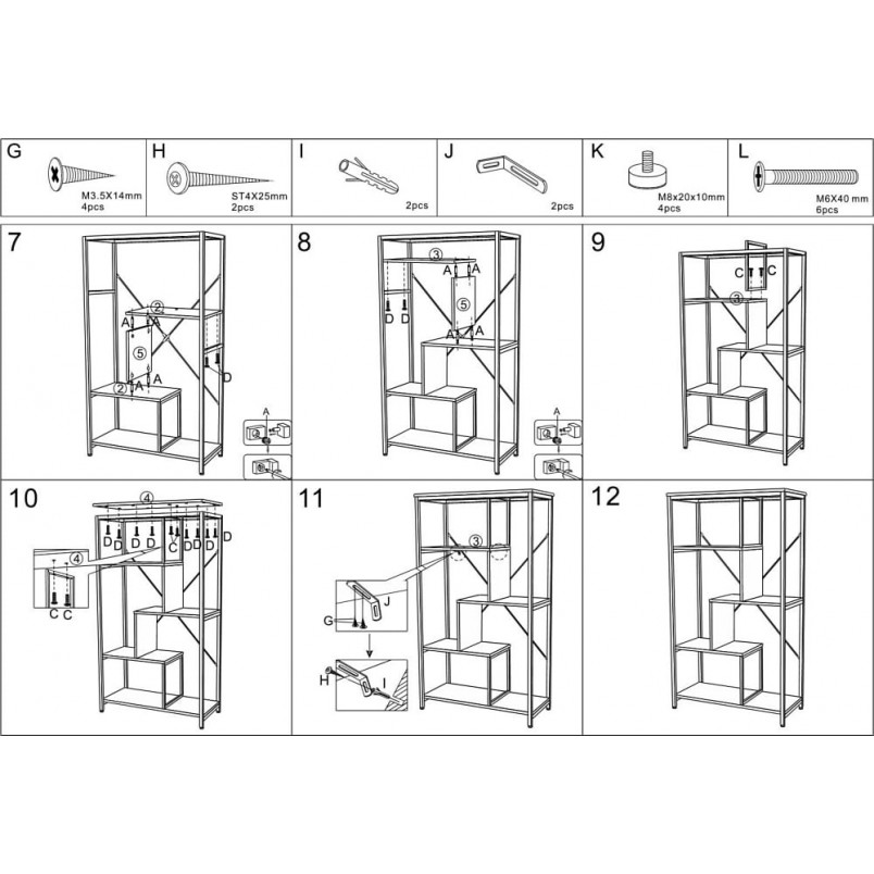 Regał loft na nóżkach Net 75x35x132cm czarny Signal