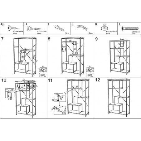 Regał loft na nóżkach Net 75x35x132cm czarny Signal