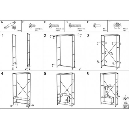 Regał loft na nóżkach Net 85x35x163cm czarny Signal