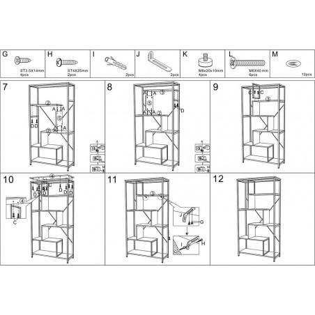 Regał loft na nóżkach Net 85x35x163cm czarny Signal