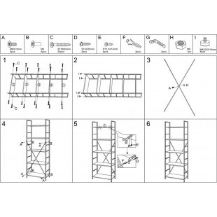 Regał loft na nóżkach Loft R5 60x30x146cm czarny Signal
