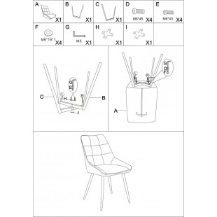 Krzesło pikowane z uchwytem Klif szary / czarny Signal