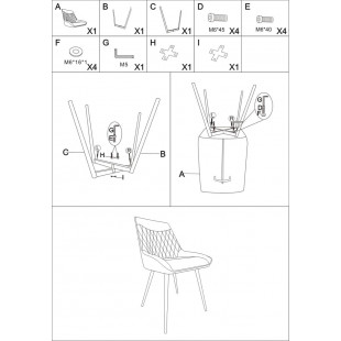 Krzesło welurowe pikowane Agat granatowy / czarny Signal