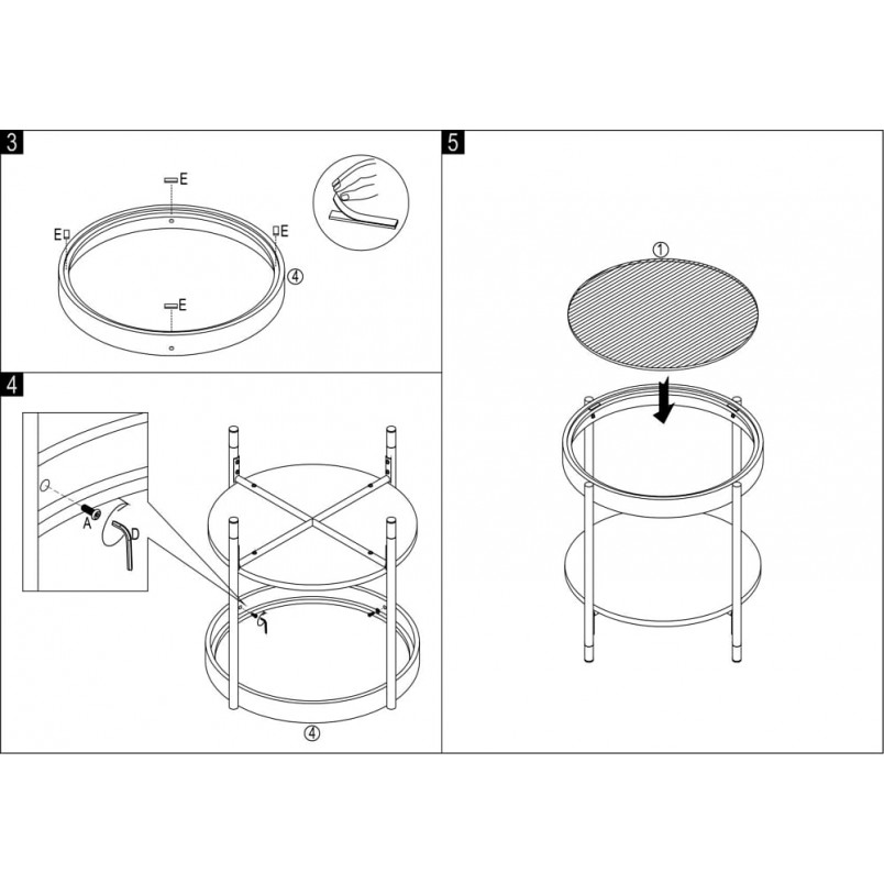 Stolik boczny szklany z półką Laguna 45cm czarny / transparentny Signal