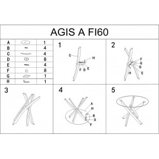 Stolik szklany okrągły Agis 60cm przezroczysty / czarny Signal