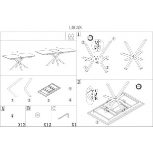 Stół rozkładany fornirowany Logan 160-200x90cm dąb / czarny mat Signal