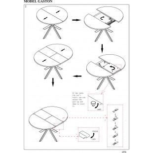 Stół okrągły rozkładany Gaston 100cm biały efekt marmuru / czarny mat Signal