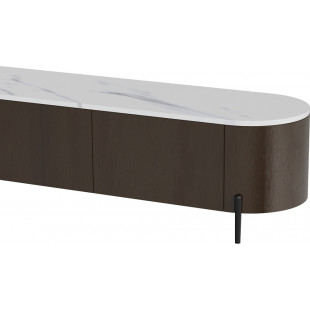 Szafka rtv na nóżkach z szufladami Nona 204x44cm marrone / bianco OL Home