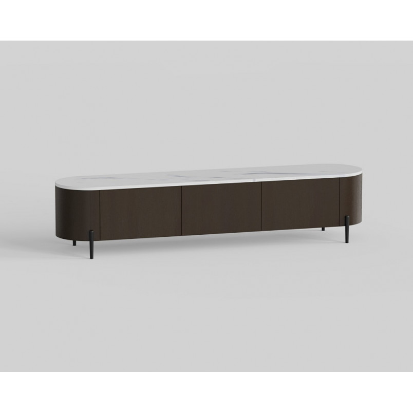 Szafka rtv na nóżkach z szufladami Nona 204x44cm marrone / bianco OL Home