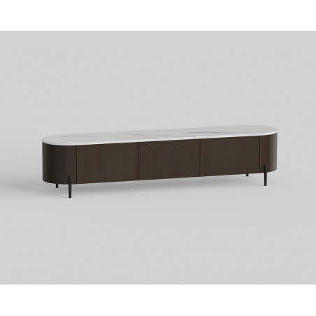 Szafka rtv na nóżkach z szufladami Nona 204x44cm marrone / bianco OL Home