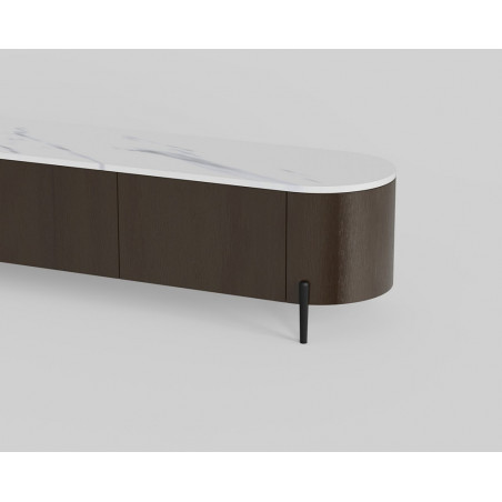 Szafka rtv na nóżkach z szufladami Nona 204x44cm marrone / bianco OL Home