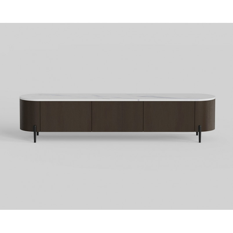 Szafka rtv na nóżkach z szufladami Nona 204x44cm marrone / bianco OL Home