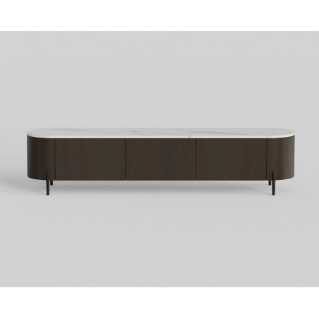 Szafka rtv na nóżkach z szufladami Nona 204x44cm marrone / bianco OL Home