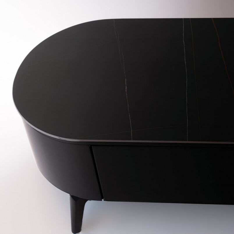 Szafka rtv owalna na nóżkach Lua 200x40cm Lua nero OL Home