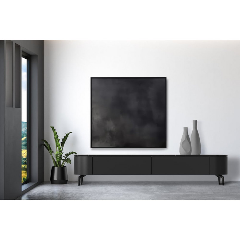 Szafka rtv owalna na nóżkach Lua 200x40cm Lua nero OL Home