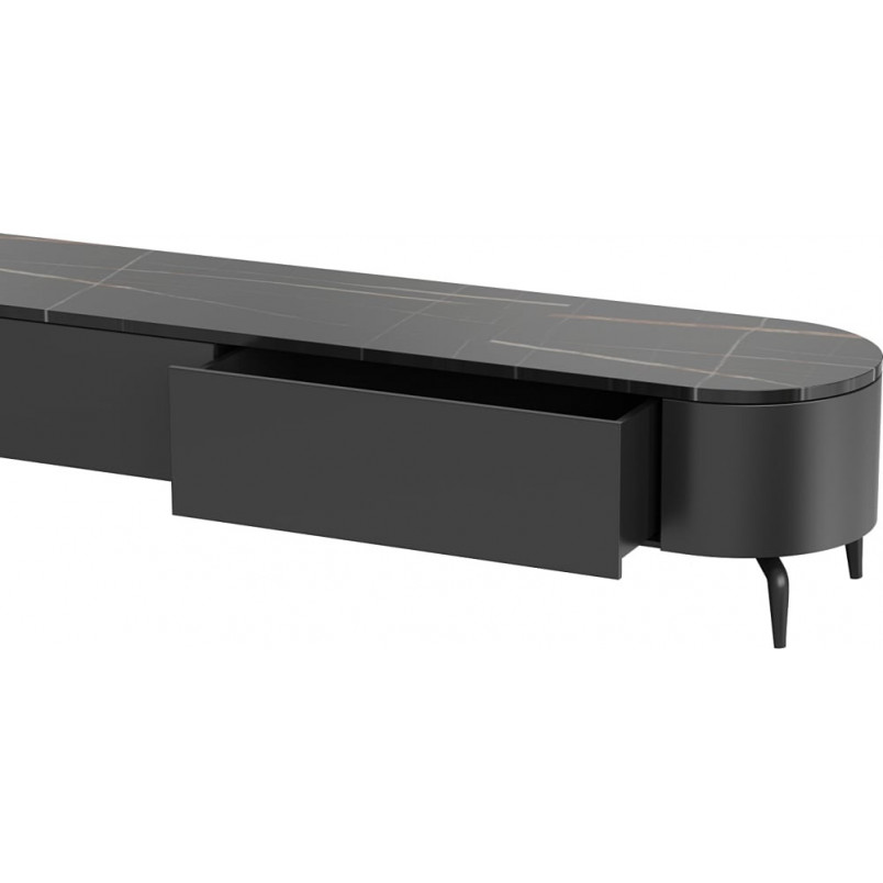 Szafka rtv owalna na nóżkach Lua 200x40cm Lua nero OL Home