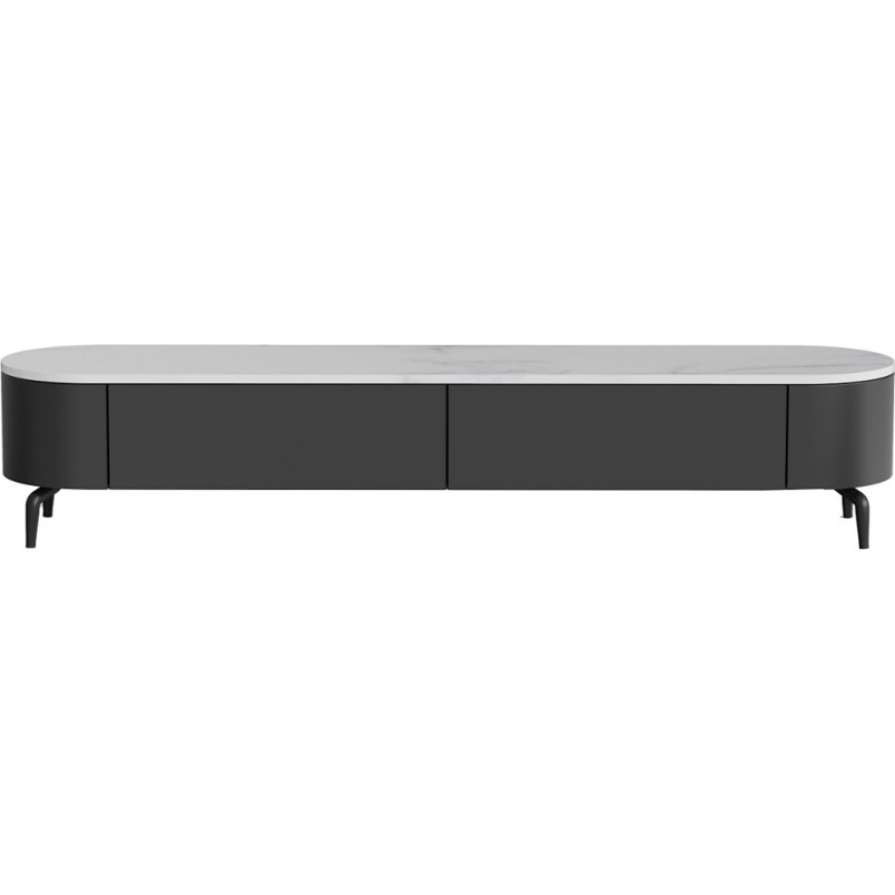 Szafka rtv owalna na nóżkach Lua 200x40cm nero / bianco OL Home