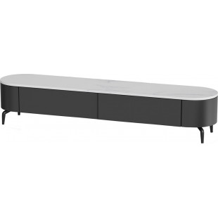 Szafka rtv owalna na nóżkach Lua 200x40cm nero / bianco OL Home