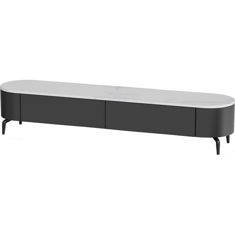 Szafka rtv owalna na nóżkach Lua 200x40cm nero / bianco OL Home