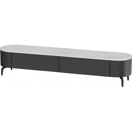 Szafka rtv owalna na nóżkach Lua 200x40cm nero / bianco OL Home