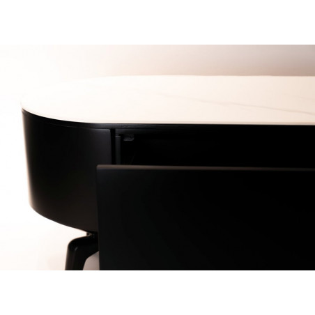 Szafka rtv owalna na nóżkach Lua 200x40cm nero / bianco OL Home