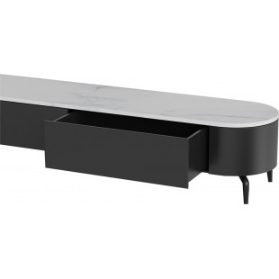 Szafka rtv owalna na nóżkach Lua 200x40cm nero / bianco OL Home