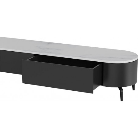 Szafka rtv owalna na nóżkach Lua 200x40cm nero / bianco OL Home