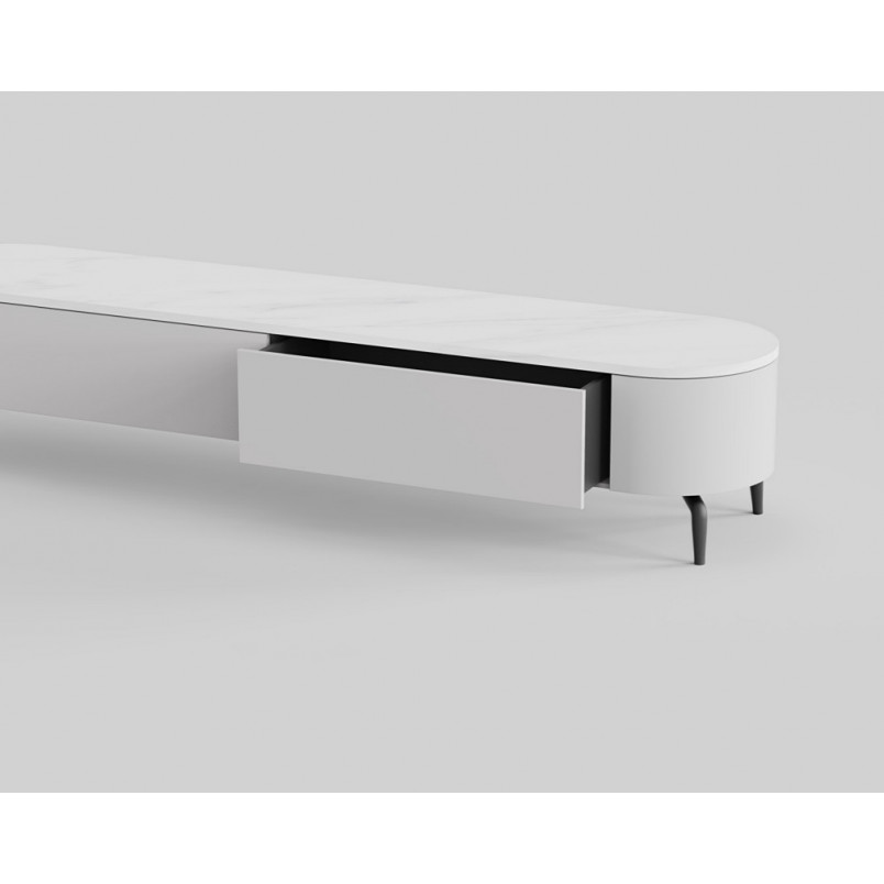 Szafka rtv owalna na nóżkach Lua 200x40cm kaszmir / bianco OL Home