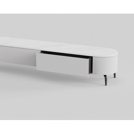 Szafka rtv owalna na nóżkach Lua 200x40cm kaszmir / bianco OL Home