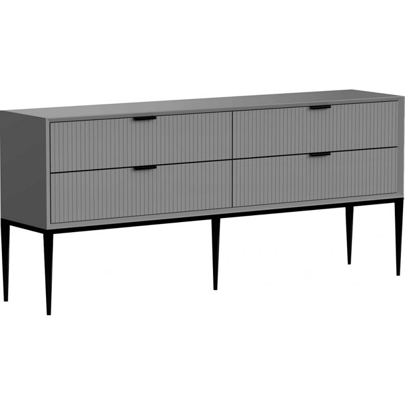 Komoda na nóżkach z ryflowanymi szufladami Izyda 180x40cm grafitowa OL Home
