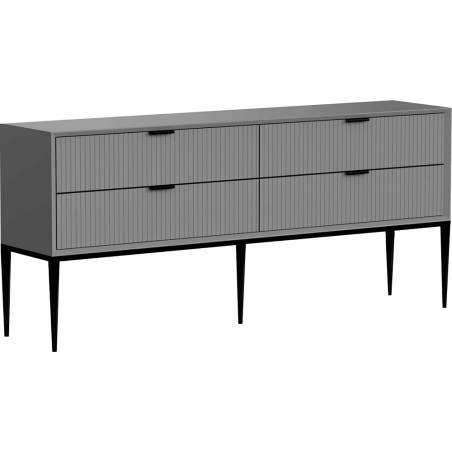 Komoda na nóżkach z ryflowanymi szufladami Izyda 180x40cm grafitowa OL Home