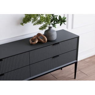 Komoda na nóżkach z ryflowanymi szufladami Izyda 180x40cm grafitowa OL Home