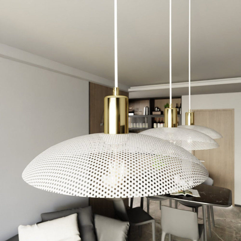 Lampa wisząca ażurowa Spirit III 90cm biały / złoty Emibig