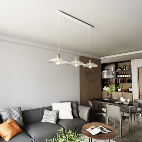 Lampa wisząca ażurowa Spirit III 90cm biały / złoty Emibig