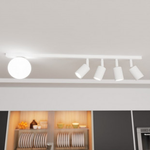 Reflektor sufitowy 4 punktowy ze szklaną kulą Baster 90cm biały Emibig