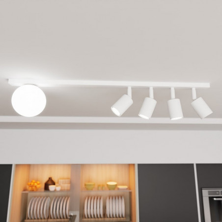 Reflektor sufitowy 4 punktowy ze szklaną kulą Baster 90cm biały Emibig