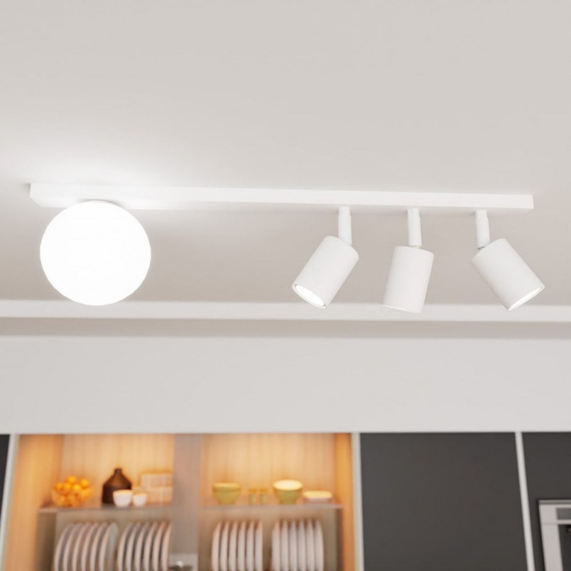 Reflektor sufitowy potrójny ze szklaną kulą Baster 70cm biały Emibig