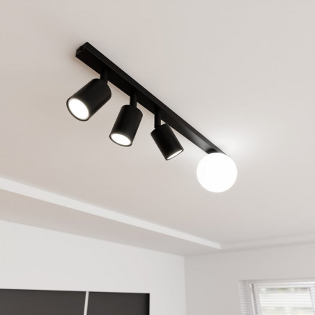 Reflektor sufitowy potrójny ze szklaną kulą Baster 70cm biały / czarny Emibig