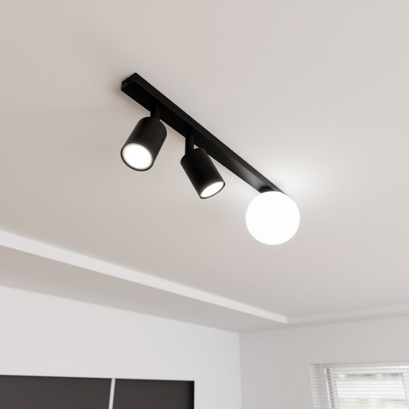Reflektor sufitowy podwójny ze szklaną kulą Baster 60cm biały / czarny Emibig